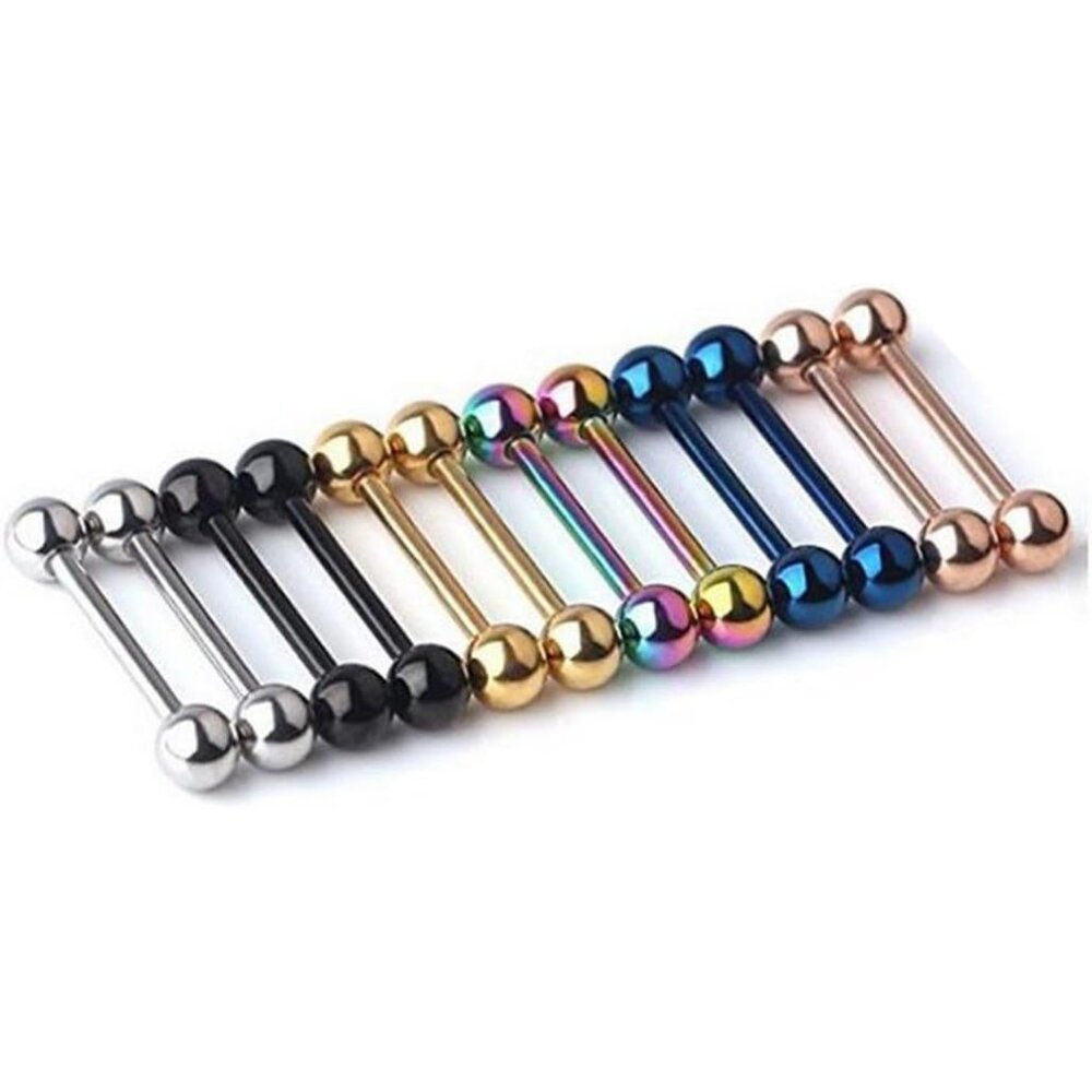 14g Stainless Steel Barbell Tongue Rings  12pc MixColor Set For Every Occasion